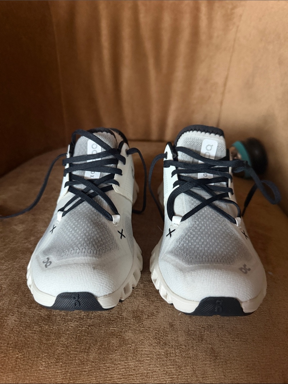 QC On Running Women’s Athletic Shoes in White and Black with Gray Accents